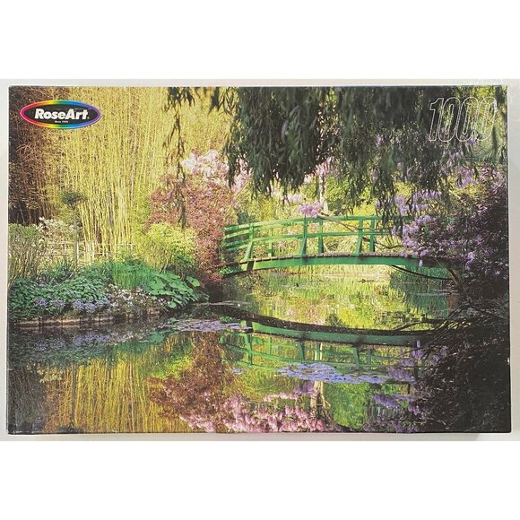 RoseArt Monet's Bridge 1000 Piece 18 15/16" x 26 3/4" Puzzle - NEW / SEALED - Picture 1 of 3
